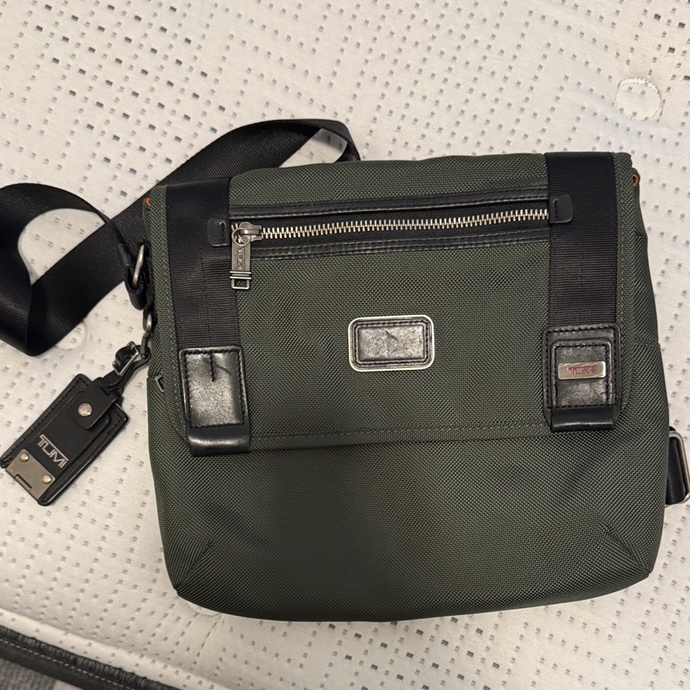 TUMI Olive and Vintage Black Messenger Bag